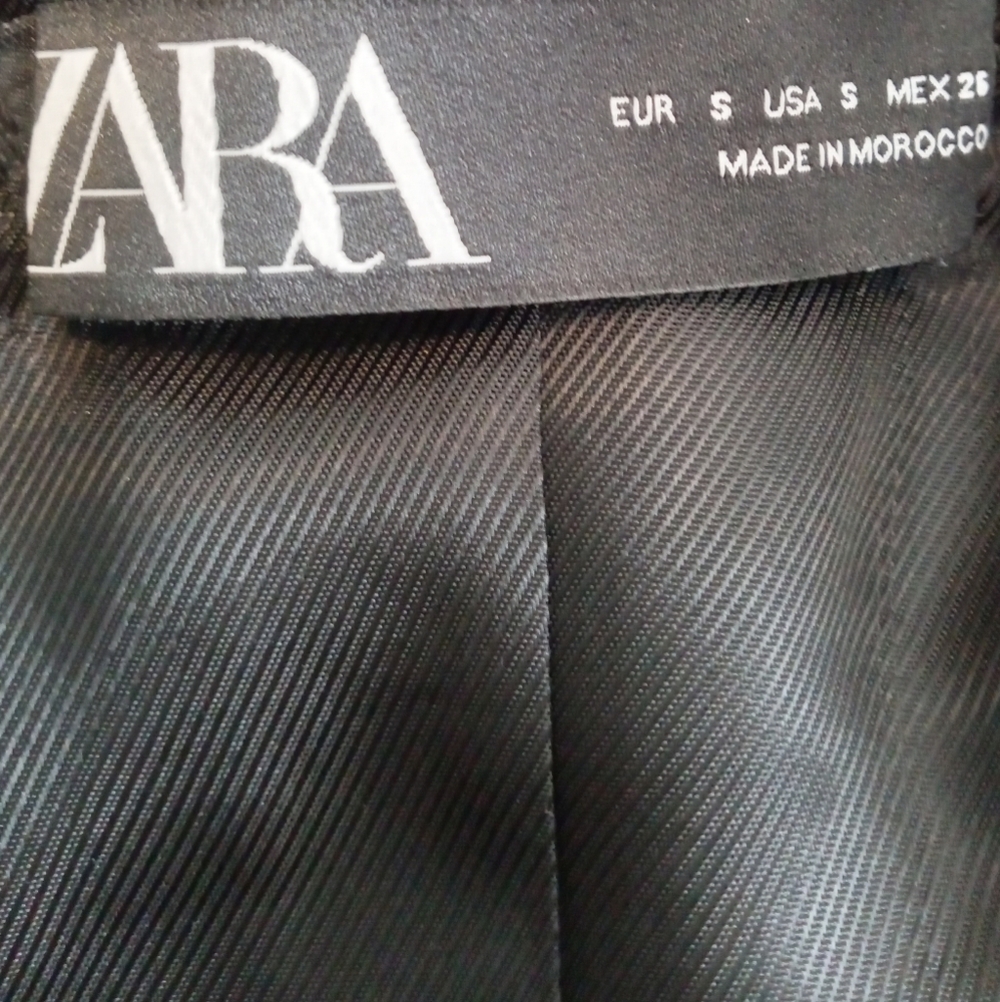 ZARA DOUBLE BREASTED LONG BLAC BLAZER DRESS BLACK SIZE S 8285/642 - Picture 8 of 10